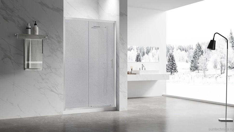 Душевая дверь в нишу Veconi Vianno VN55-100-02-C8 100 см, профиль хром, стекло текстурное pear