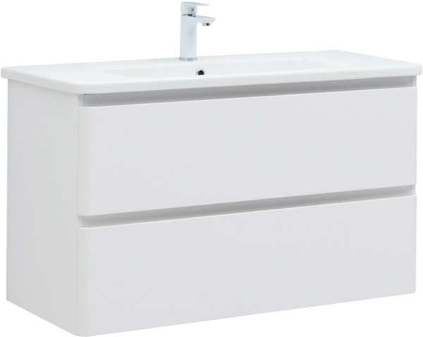 Тумба с раковиной Aquanet Эмбер 105 белая матовая