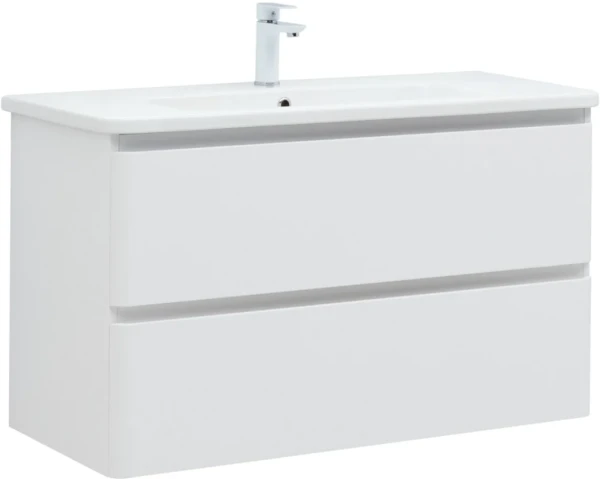 Тумба с раковиной Aquanet Эмбер 105 белая матовая