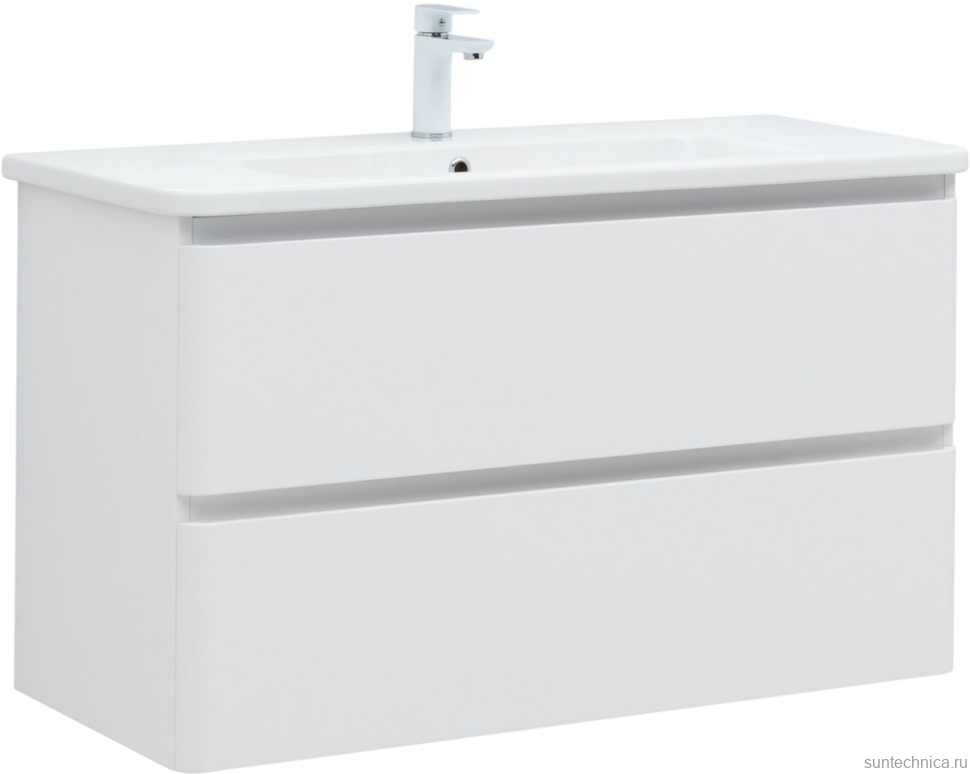 Тумба с раковиной Aquanet Эмбер 105 белая матовая