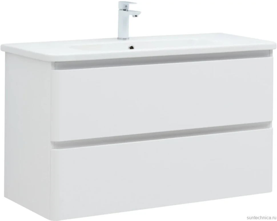 Тумба с раковиной Aquanet Эмбер 105 белая матовая
