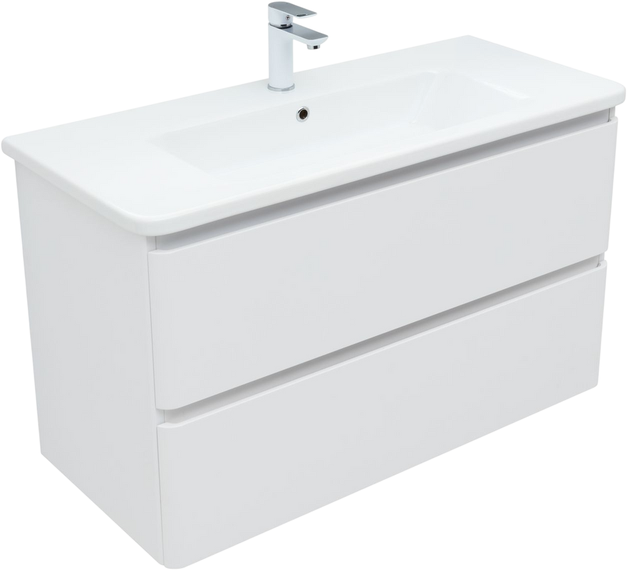 Тумба с раковиной Aquanet Эмбер 105 белая матовая