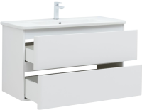 Тумба с раковиной Aquanet Эмбер 105 белая матовая