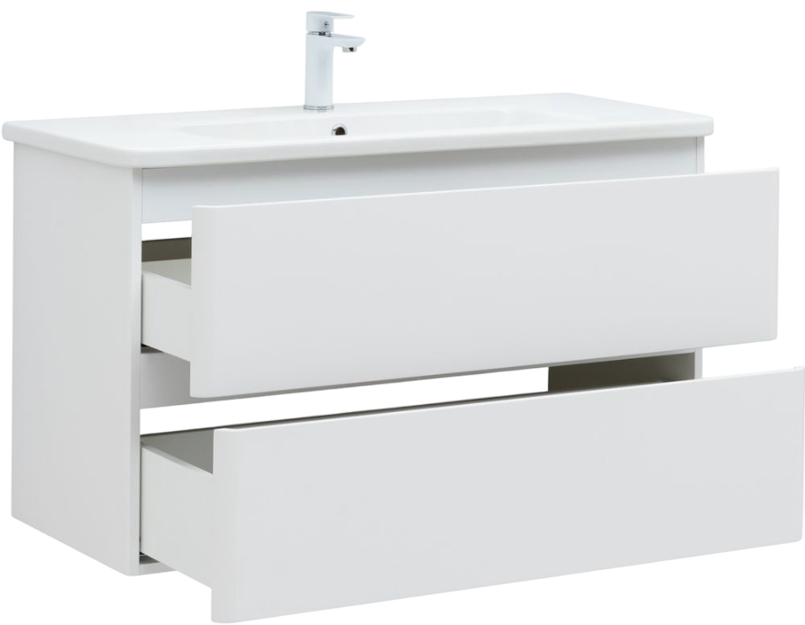 Тумба с раковиной Aquanet Эмбер 105 белая матовая