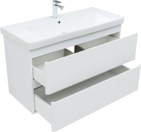 Тумба с раковиной Aquanet Эмбер 105 белая матовая