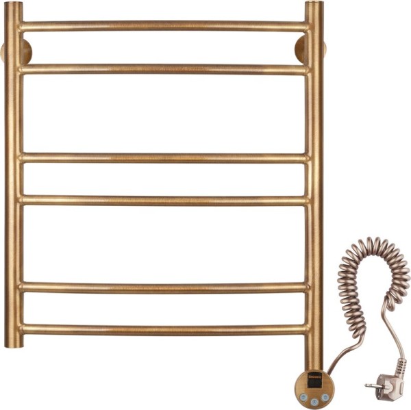 Полотенцесушитель электрический Secado Милан 2 65x55 см, подключение справа, бронза, лесенка, латунь