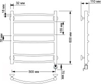 Полотенцесушитель электрический Secado Милан 2 65x55 см, подключение справа, бронза, лесенка, латунь