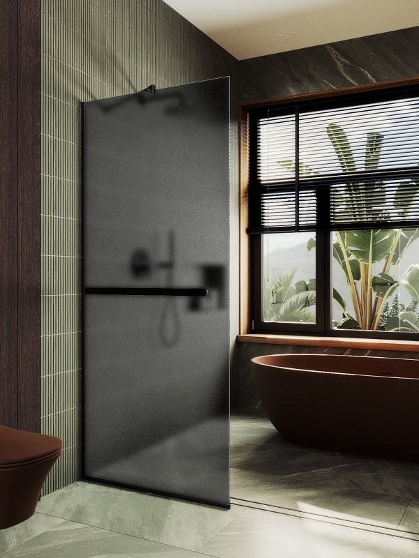 Душевая перегородка Maybahglass MGD-718-6у 119 см, профиль черный, стекло графит матовое