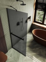 Душевая перегородка Maybahglass MGD-718-6у 119 см, профиль черный, стекло графит матовое