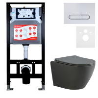 Комплект Унитаз подвесной Esbano Amapola ESUPAMAPGM матовый серый + Инсталляция Fram + Кнопка ESINOVL17GW