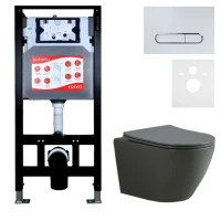 Комплект Унитаз подвесной Esbano Amapola ESUPAMAPGM матовый серый + Инсталляция Fram + Кнопка ESINOVL17GW