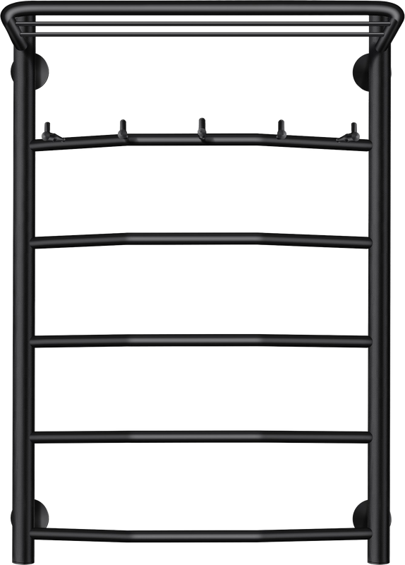 Полотенцесушитель водяной Secado Милан 1 КСП 80x55 см, матовый черный, лесенка, с полкой