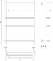Полотенцесушитель водяной Secado Милан 1 КСП 80x55 см, матовый черный, лесенка, с полкой