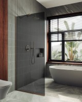 Душевая перегородка Maybahglass MGD-1355-2у 99 см, профиль бронза, стекло графит