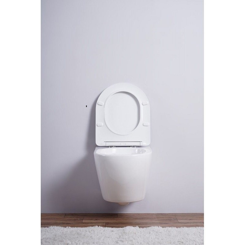 Комплект 3 в 1 Унитаз подвесной Esbano Azalea ESUPAZALW + Инсталляция Fram + Кнопка ESINMTP21ST цвет сатин