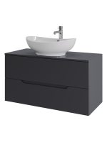 Тумба с раковиной Orange Line 100 подвесная, 2 ящика, матовый графит с раковиной B08-585w