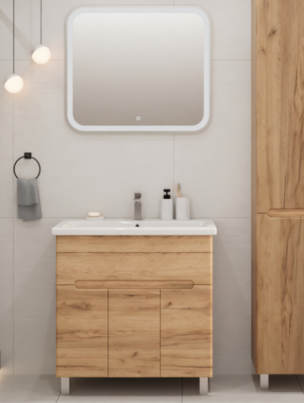 Мебель для ванной комнаты SanStar Модена 80 напольная, дуб крафт золотой