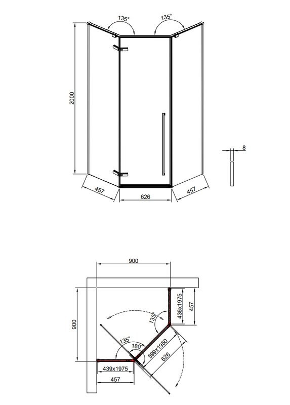 Душевой уголок Timo TTSSP-90/13C-8 90x90 см, профиль никель, стекло прозрачное