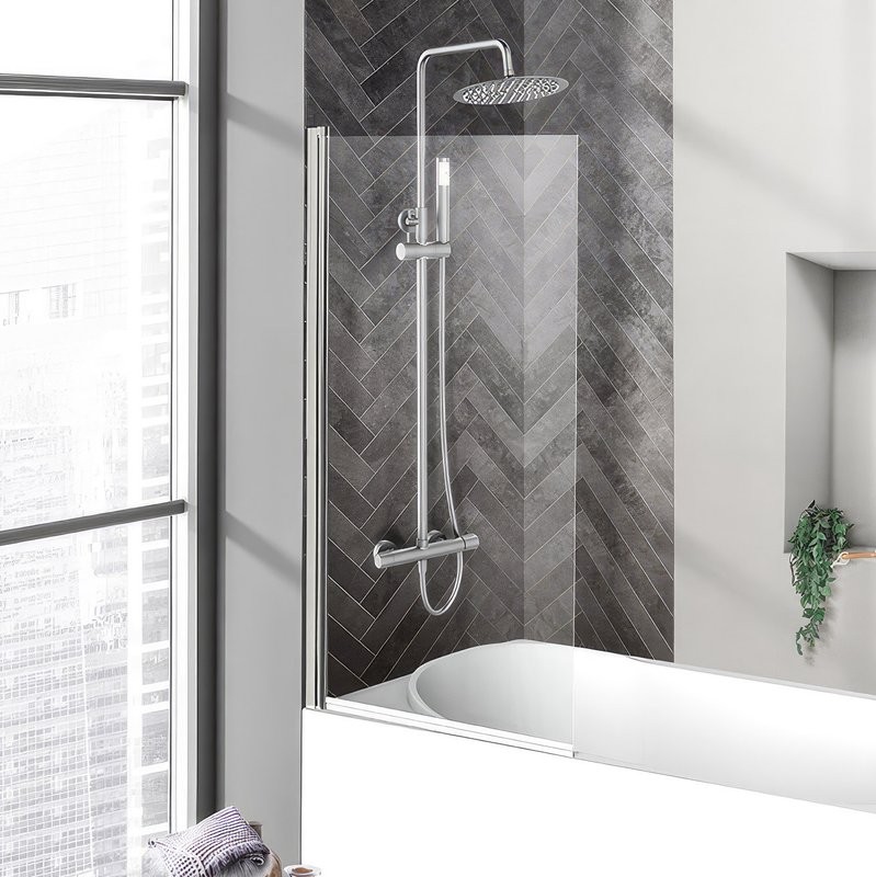 Шторка на ванну BelBagno Uno V-1-90/150-C-Cr стекло прозрачное