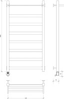 Полотенцесушитель электрический Secado Комано 1 СП L 105x55 см, подключение слева, хром, лесенка, с полкой