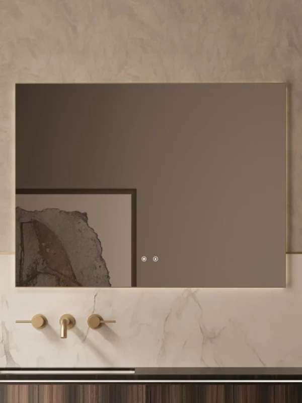 Зеркало Vincea VLM-4F100BG-2 100x80, с подсветкой и антизапотевателем, брашированное золото