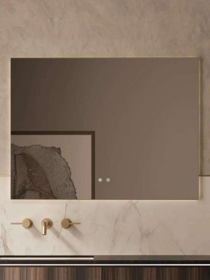Зеркало Vincea VLM-4F100BG-2 100x80, с подсветкой и антизапотевателем, брашированное золото