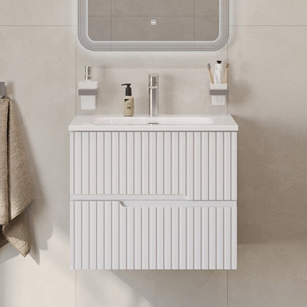 Тумба с раковиной Cezares Duet 60 bianco lucido, раковина Cezares CZR-8073-60