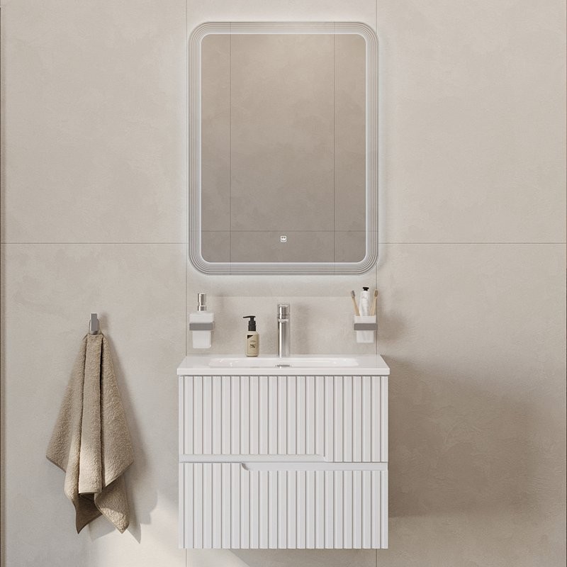 Тумба с раковиной Cezares Duet 60 bianco lucido, раковина Cezares CZR-8073-60