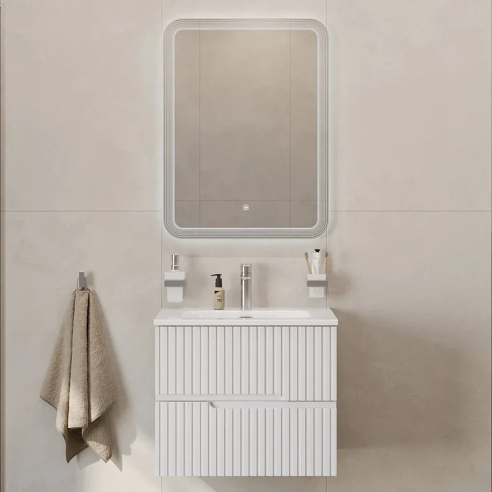 Тумба с раковиной Cezares Duet 60 bianco lucido, раковина Cezares CZR-8073-60