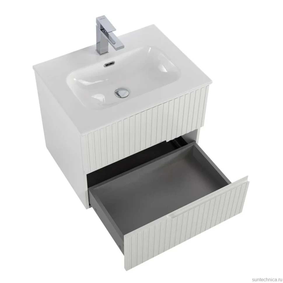 Тумба с раковиной Cezares Duet 60 bianco lucido, раковина Cezares CZR-8073-60