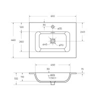 Тумба с раковиной Cezares Duet 60 bianco lucido, раковина Cezares CZR-8073-60