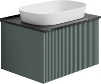 Тумба с раковиной La Fenice Terra 60 подвесная, grigio, столешница черный мрамор, раковина белая матовая
