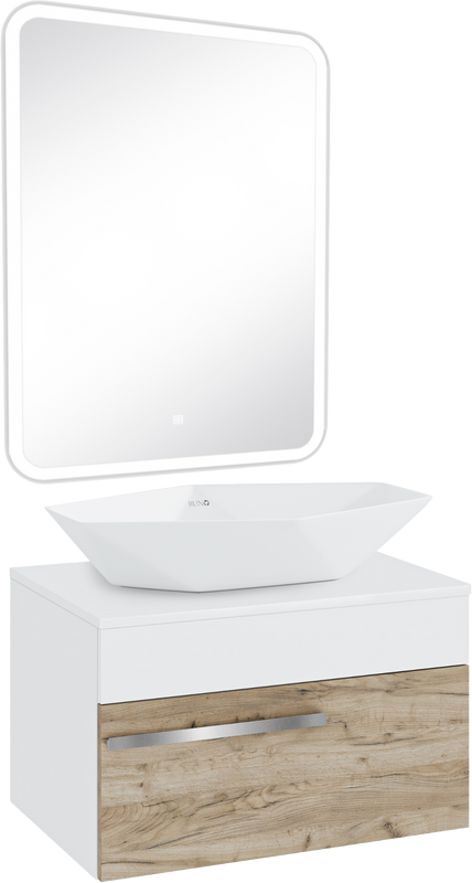 Мебель для ванной комнаты Runo Вудлайн 65 крафтовый дуб, раковина Poligono 65