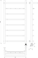 Полотенцесушитель электрический Secado Агата 1 КСП 100x50 см, подключение справа, графит, лесенка, с полкой