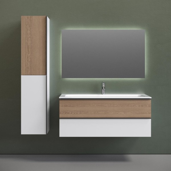 Мебель для ванной комнаты Sancos Delta 120 дуб светлый, белый, раковина CN7017
