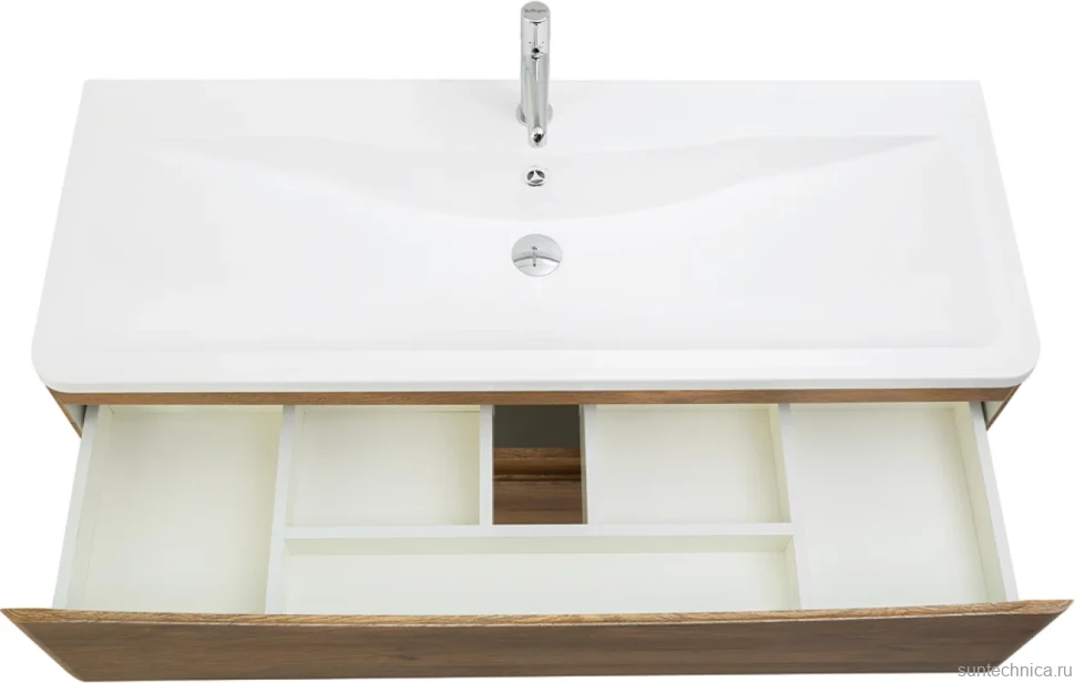 Мебель для ванной комнаты BelBagno Acqua 120 подвесная, rovere rustico, белая глянцевая раковина