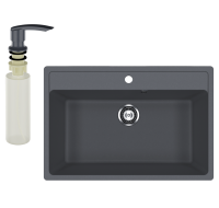 Мойка кухонная Ulgran U-600 343 антрацит + дозатор U-02 антрацит Мойка кухонная Ulgran U-600 343 антрацит + дозатор U-02 антрацит