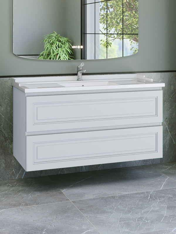 Тумба с раковиной Caprigo Wales 120 матовая белая