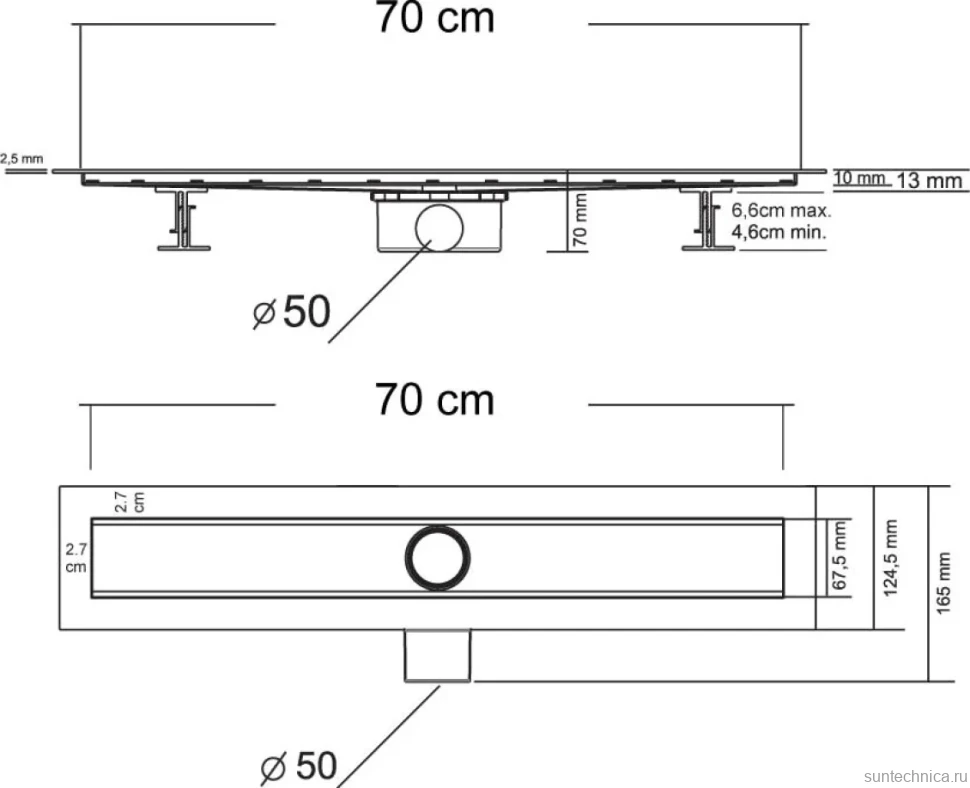 Душевой трап (лоток) Vincea Say Optima-S SAY.603.70.S.U 70 см
