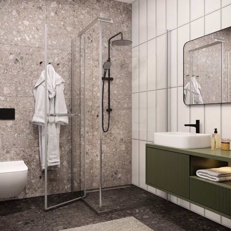 Душевой уголок Ceruttispa ZQ91T 87x87, профиль хром