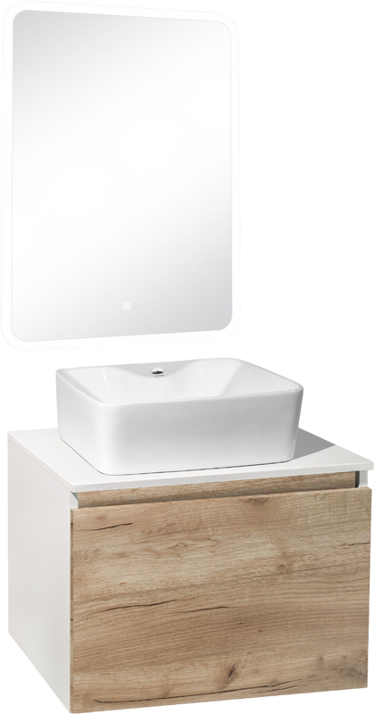 Мебель для ванной комнаты Runo Бари 60 крафтовый дуб, раковина Lavello 50
