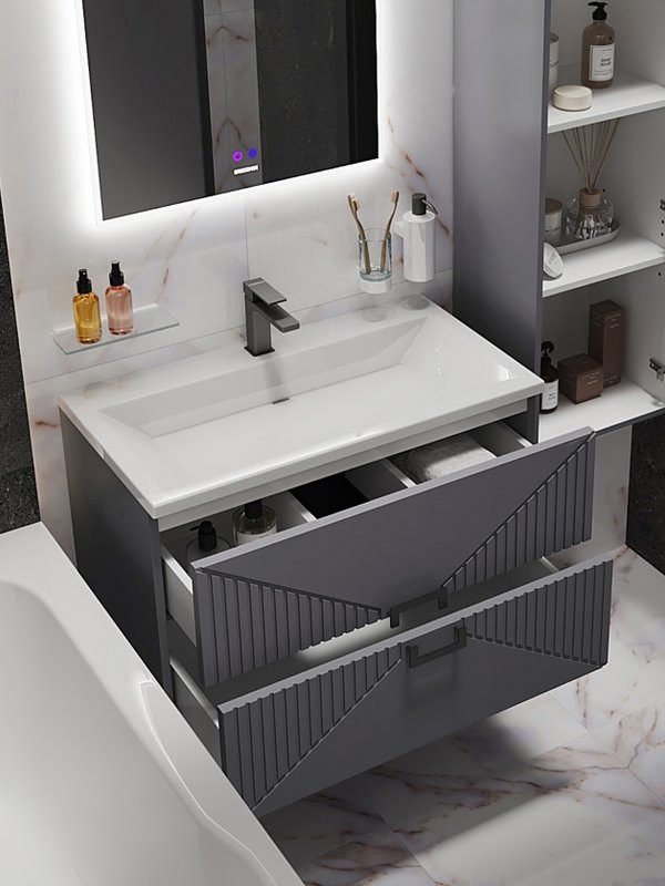 Тумба с раковиной Grossman Луксор 70 матовый графит