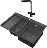 Комплект Мойка Zorg Inox PVD 5178-2-R grafit + Смеситель Inox SZR-7039 BR/GRAFIT бронза графит
