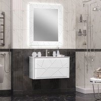 Зеркало Opadiris Луиджи 90 с подсветкой и функцией антизапотевания, белое матовое