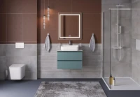 Тумба под раковину со столешницей BelBagno Kraft 60 подвесная, матовая голубая, столешница kep-60-bo