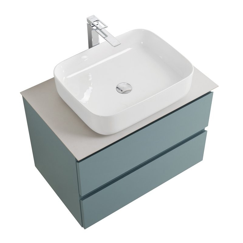 Тумба под раковину со столешницей BelBagno Kraft 60 подвесная, матовая голубая, столешница kep-60-bo