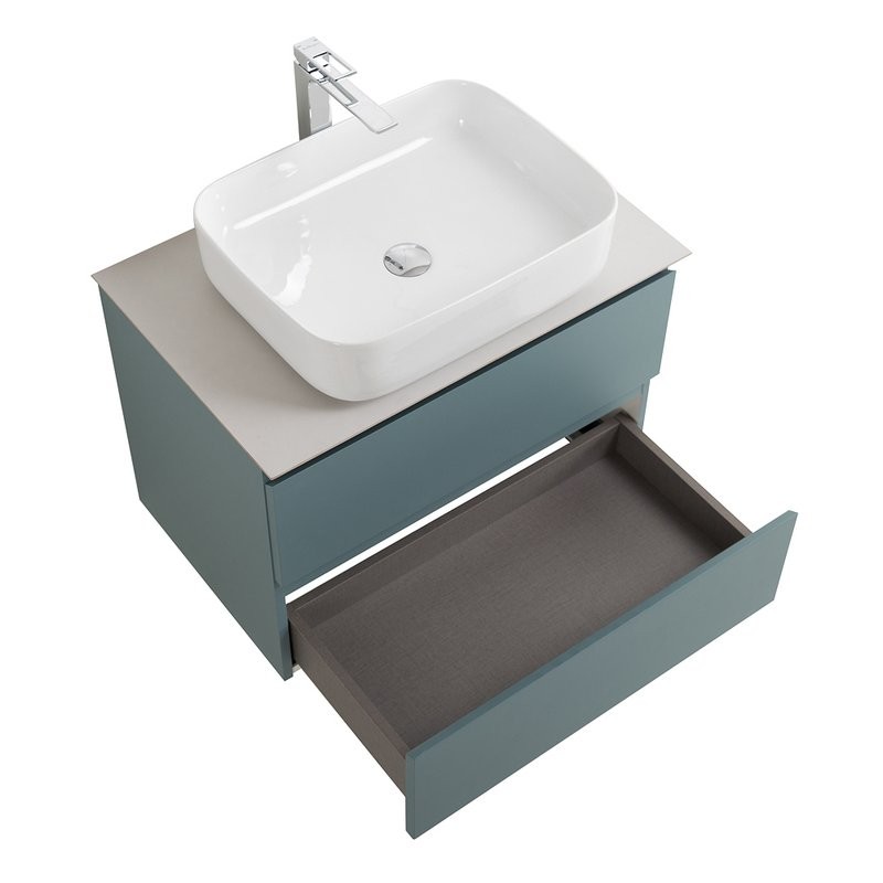 Тумба под раковину со столешницей BelBagno Kraft 60 подвесная, матовая голубая, столешница kep-60-bo