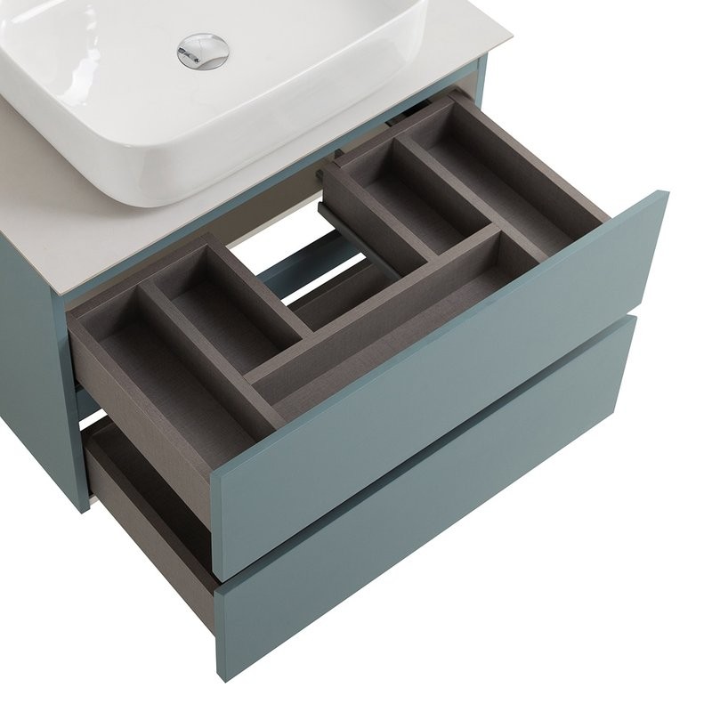 Тумба под раковину со столешницей BelBagno Kraft 60 подвесная, матовая голубая, столешница kep-60-bo