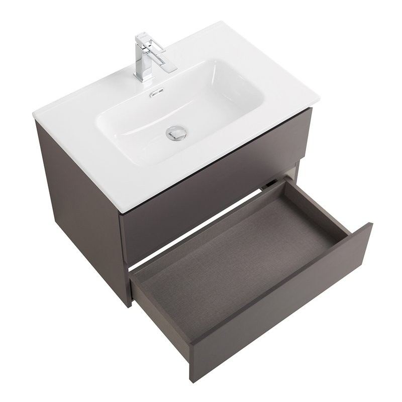 Тумба с раковиной BelBagno Kraft 39 70 подвесная, матовая темно-серая, раковина bb700/390etl