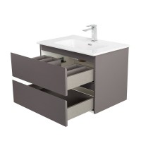 Тумба с раковиной BelBagno Kraft 39 70 подвесная, матовая темно-серая, раковина bb700/390etl